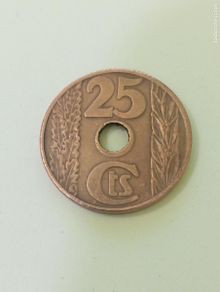 Monedas República: MONEDA DE COBRE - II REPÚBLICA ESPAÑOLA . 25 CÉNTIMOS 1938